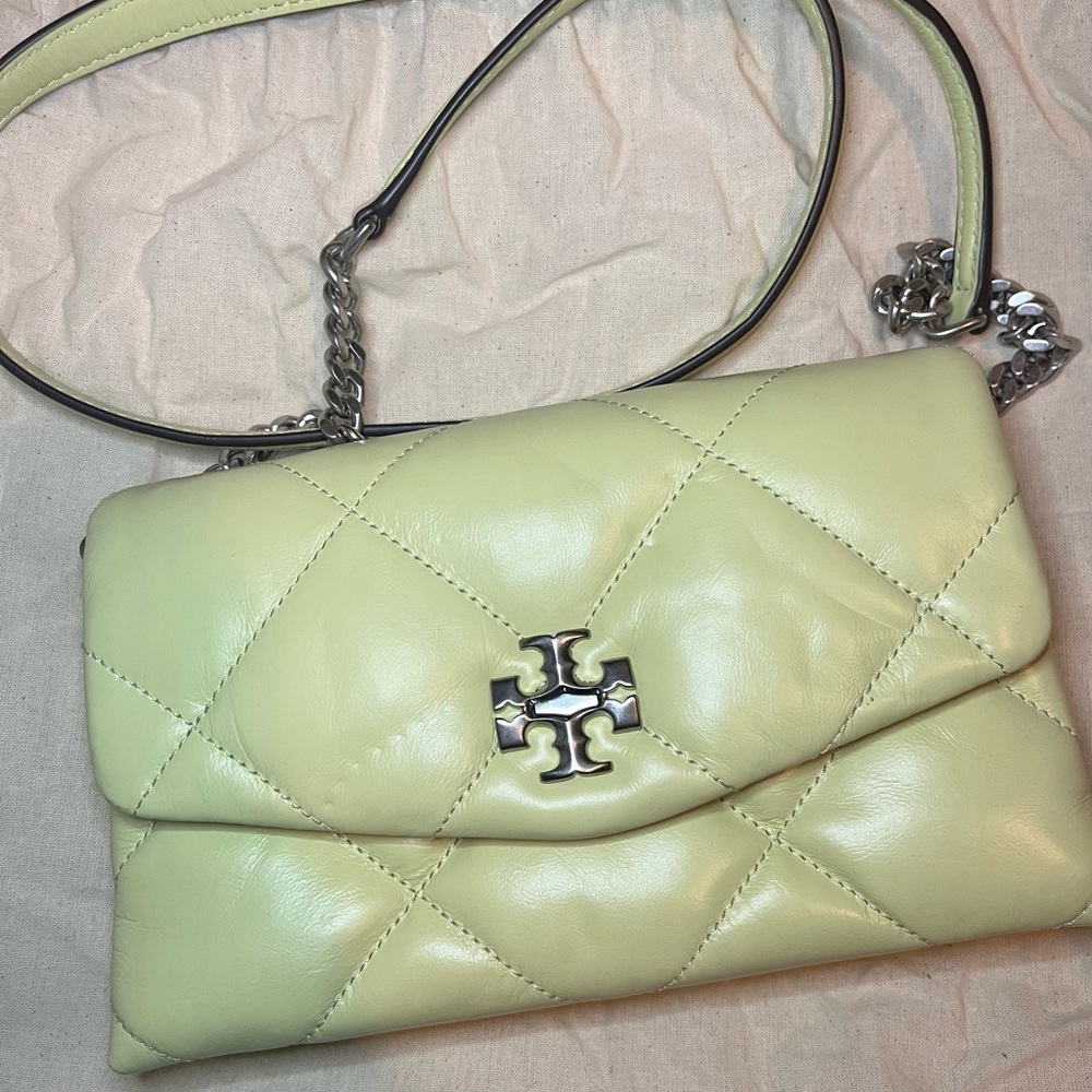 Tory Burch Quilted Leather Crossbody Bag - Light Green